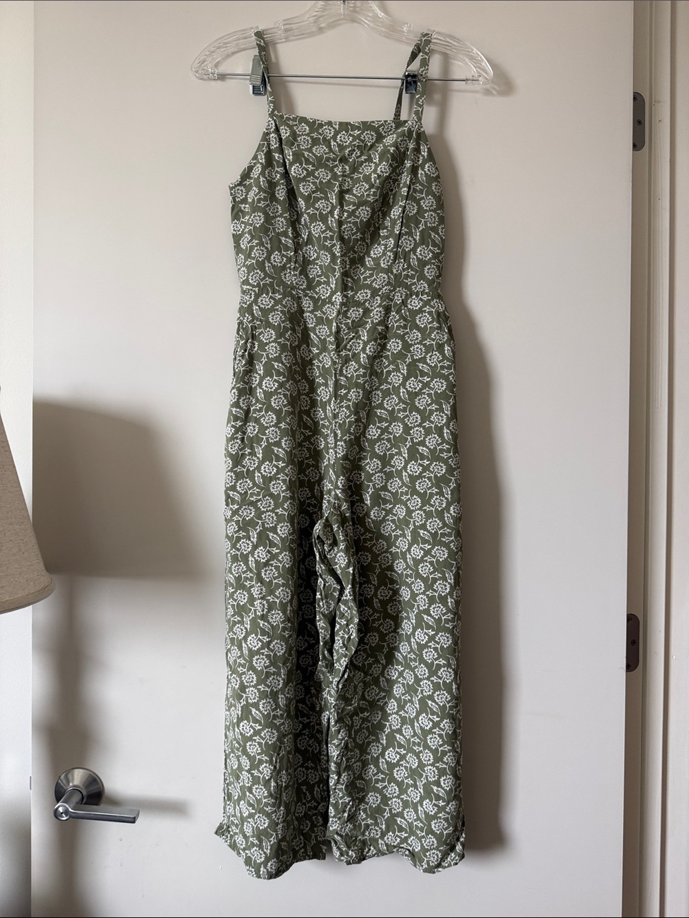 Old Navy Olive Green Floral Wide-Leg Romper